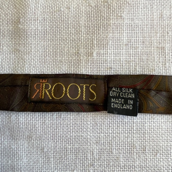 Roots Handmade Paisley Geometric Print  Silk Skinny Scarf Unisex Made in England - Picture 3 of 10